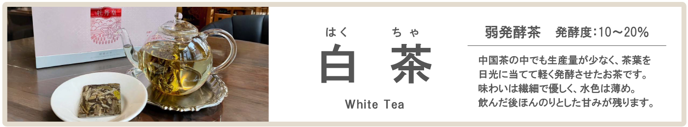中国白茶の特徴 弱発酵茶 発酵度10&